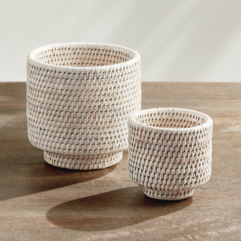 NAPA Home & Garden, BURMA RATTAN CACHEPOTS SMALL, SET OF 2,N5TN14WH