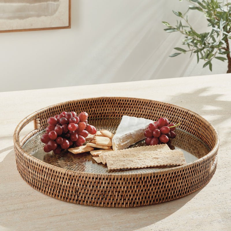 NAPA Home & Garden, BURMA RATTAN ROUND SERVING TRAY LARGE,N5TN16BR