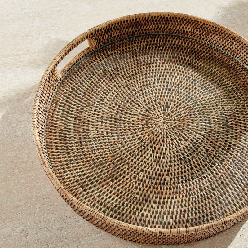 NAPA Home & Garden, BURMA RATTAN ROUND SERVING TRAY LARGE,N5TN16BR