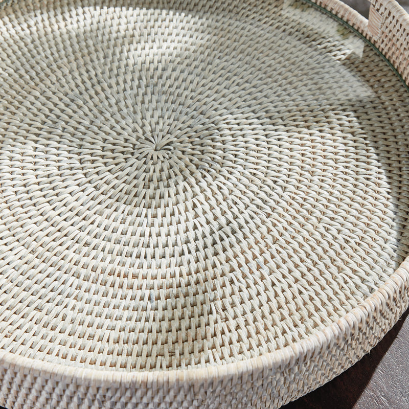 NAPA Home & Garden, BURMA RATTAN ROUND SERVING TRAY LARGE,N5TN16WH