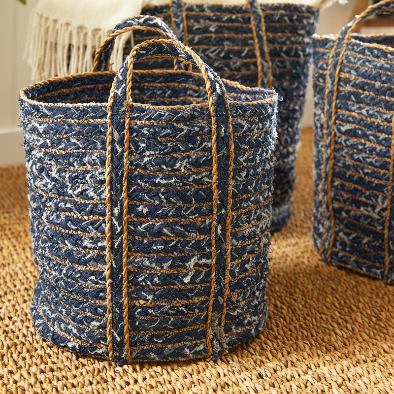 NAPA Home & Garden, DENIM ROUND BASKETS, SET OF 3,NDB413