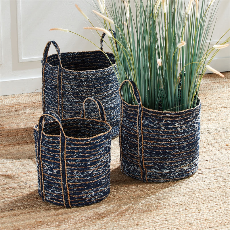 Napa Home Garden, DENIM ROUND BASKETS ,SET OF 3,ndb413