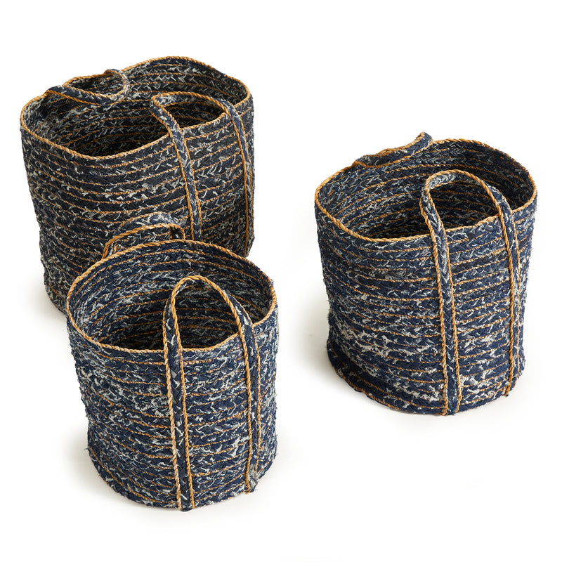 NAPA Home & Garden, DENIM ROUND BASKETS, SET OF 3,NDB413