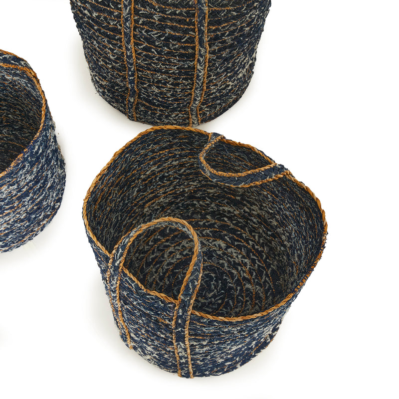 NAPA Home & Garden, DENIM ROUND BASKETS, SET OF 3,NDB413