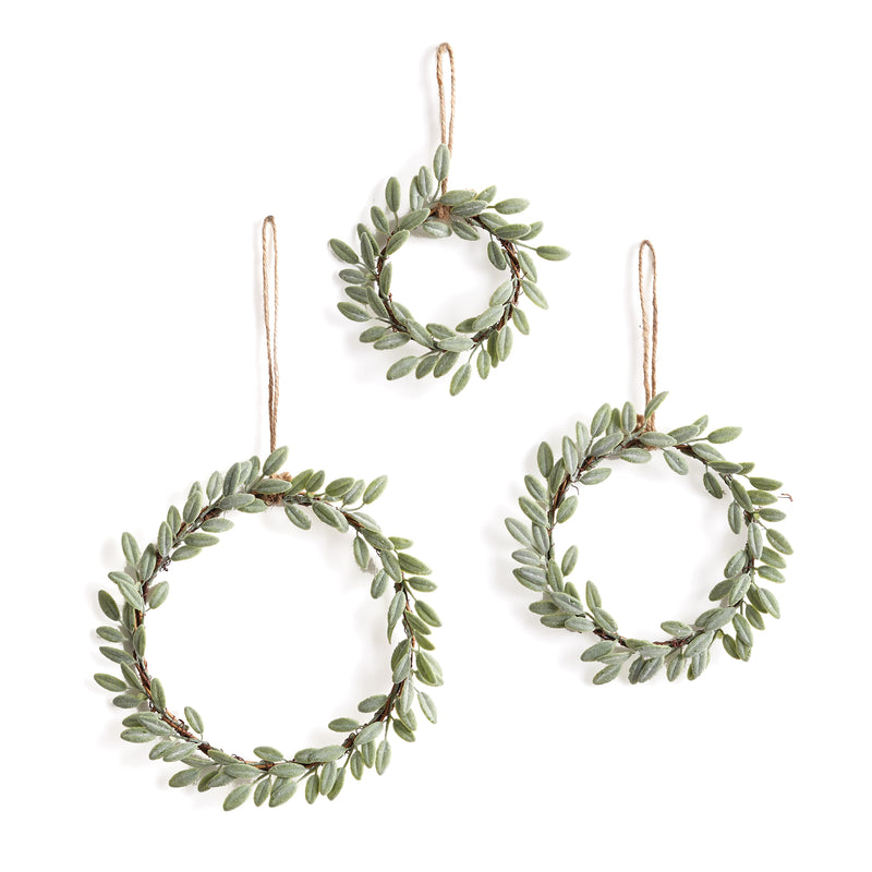 NAPA Home & Garden, LAMBS EAR WREATH ORNAMENTS, SET OF 3,NGP523