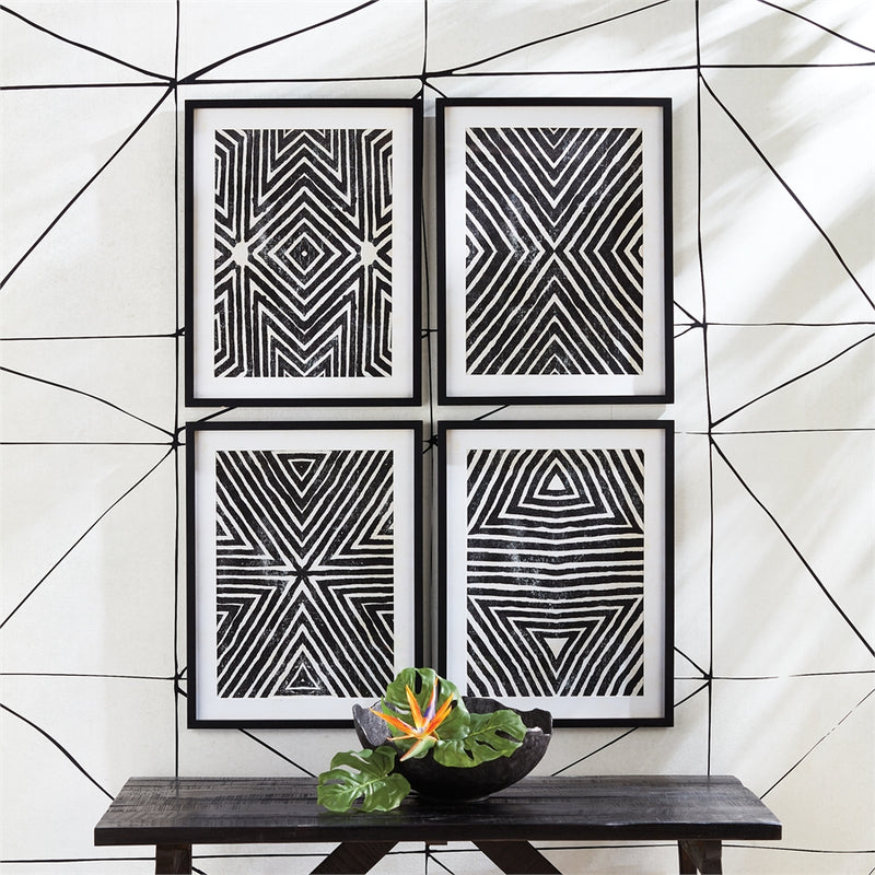 NAPA Home & Garden, ACHROMATIC GEOMETRIC PRINTS, SET OF 4,NNH547