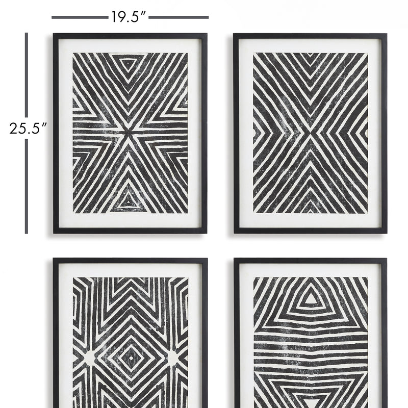 NAPA Home & Garden, ACHROMATIC GEOMETRIC PRINTS, SET OF 4,NNH547