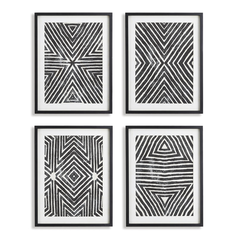 Napa Home Garden, ACHROMATIC GEOMETRIC PRINTS ,SET OF 4,nnh547