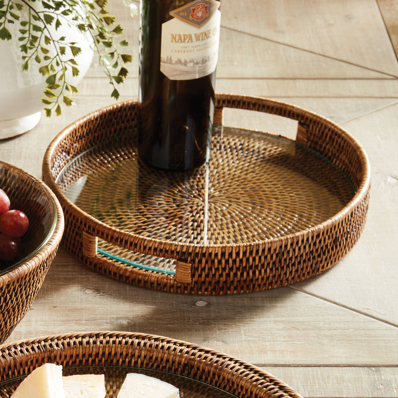 NAPA Home & Garden, BURMA RATTAN ROUND SERVING TRAY,NTN251BR