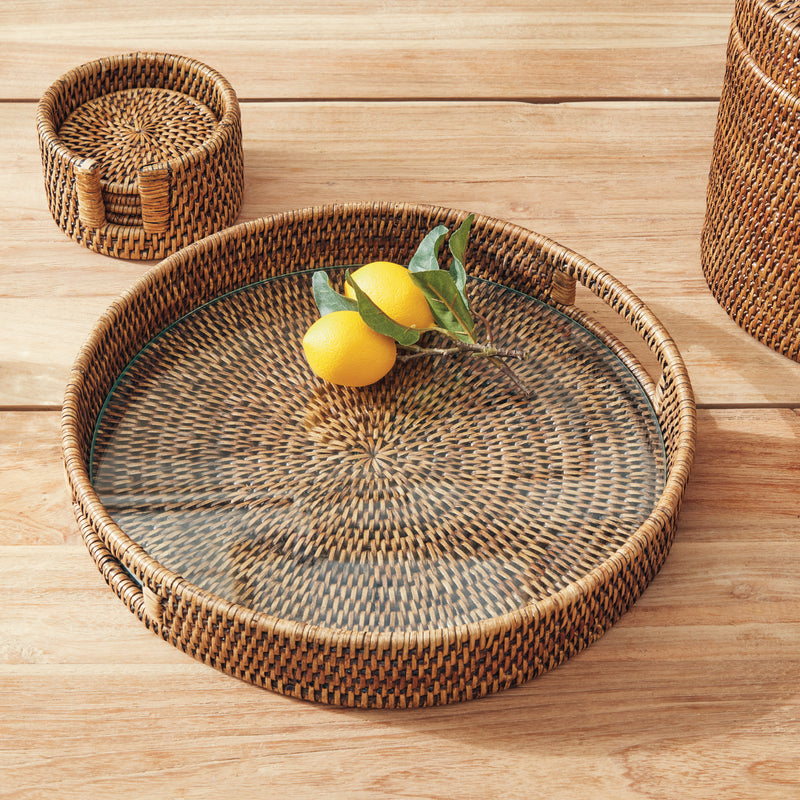 NAPA Home & Garden, BURMA RATTAN ROUND SERVING TRAY,NTN251BR