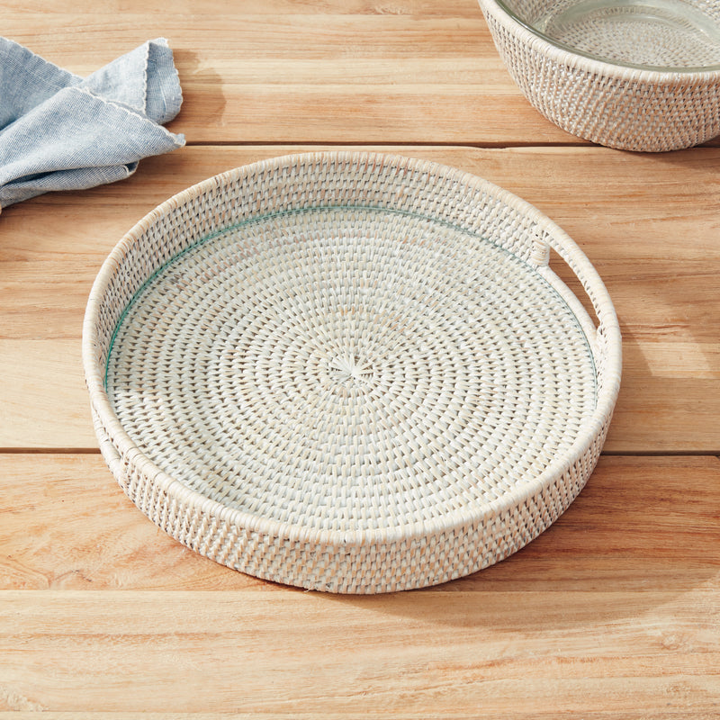 NAPA Home & Garden, BURMA RATTAN ROUND SERVING TRAY,NTN251WH