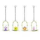 Cottage Garden Outdoor Hanging Decor, Metal Sprites on Swing, 9", Asst of 4