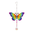 Cottage Garden Outdoor Hanging Decor, Glass Hummingbird, Butterfly and Dragonfly , 17"H, Asst of 3