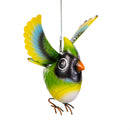 Cottage Garden Outdoor Hanging Decor, Metal Birds with Bounce Hanger, 16.5"