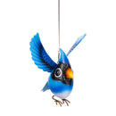 Cottage Garden Outdoor Hanging Decor, Metal Birds with Bounce Hanger, 16.5"