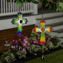 Hop Into Spring Outdoor Hanging decor, Solar Glass Optical Cross Hanging Decor, 2 Asst