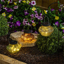 Hillside Pasture Outdoor Lamp & Lighting Ribbed Orb Solar Glass Lantern, 3 Asst