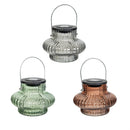 Hillside Pasture Outdoor Lamp & Lighting Ribbed Orb Solar Glass Lantern, 3 Asst