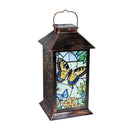 Cottage Garden Outdoor Lamps & Lighting, Glass Metal Solar Lantern, Butterfly, 12"H