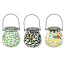 Cottage Garden Outdoor Lamp & Lighting, Mosaic Solar Lantern,Bee/Butterfly/Dragonfly,4.1"H, 3 Asst