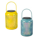 Cottage Garden Outdoor Lamps & Lighting, Metal Flower Solar Lantern, 6.8"H, 2 Asst