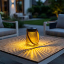 VivaStyle Solar Glass Lantern with Faux Leather Handle, Cream, 6"H
