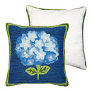 Blue Hydrangea Trellis Indoor/Outdoor Hooked Pillow 18"x18"