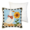Sunflower Goose Indoor/Outdoor Hooked Pillow 18"x18"