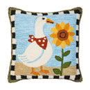 Sunflower Goose Indoor/Outdoor Hooked Pillow 18"x18"