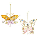 Cottage Garden Hanging Decor, Metallic Butterfly, 6"L, Asst of 2