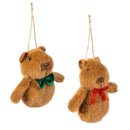 Holly Homestead Ornament Fabric Capybara, 5", Asst of 2, Wood Tray