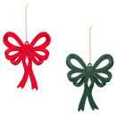 Heartfelt Cheer Ornament Flocked Bow, Asst of 2, 5"