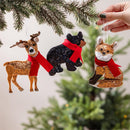 Winter Grove Ornament Fabric Forest Animal, 7.75"H, Asst of 3