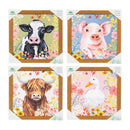 Hillside Pasture Indoor Wall Decor, Farm Animal Canvas, 10"Lx10"H, Asst of 4