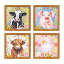 Hillside Pasture Indoor Wall Decor, Farm Animal Canvas, 10"Lx10"H, Asst of 4