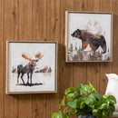 Hillside Pasture Indoor Wall Decor, Moose and Bear Canvas, 12"Lx12"H, Asst of 2