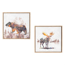 Hillside Pasture Indoor Wall Decor, Moose and Bear Canvas, 12"Lx12"H, Asst of 2