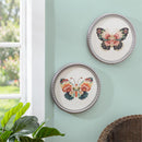 Cottage Garden Indoor Wall Decor, Butterfly Needlepoint with Beaded Frame, 12"D, Asst of 2