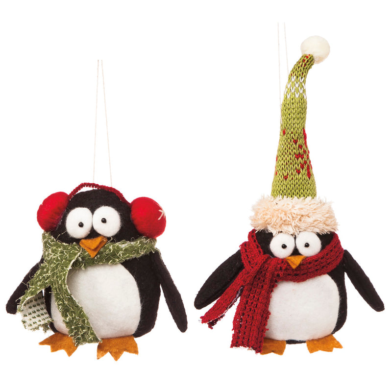 Plush Penguin Ornaments in Wooden Tray, Includes 12 Pieces,p1063002