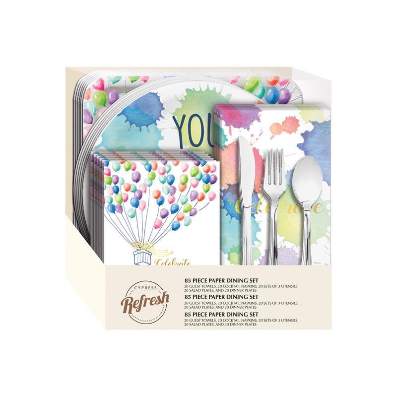 Party Set for 10,  85 PIECE Paper Dining Set, Celebrate,p29326879