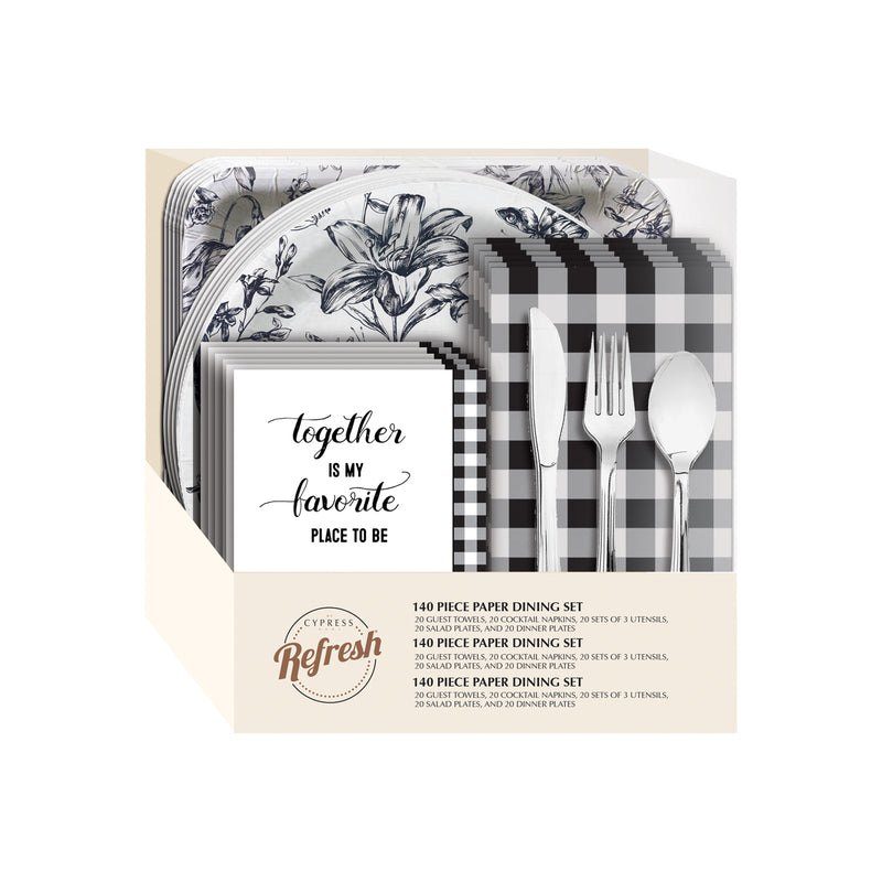 Party Set for 10, 85 PIECE Paper Dining Set, Modern Farmhouse,p29326896