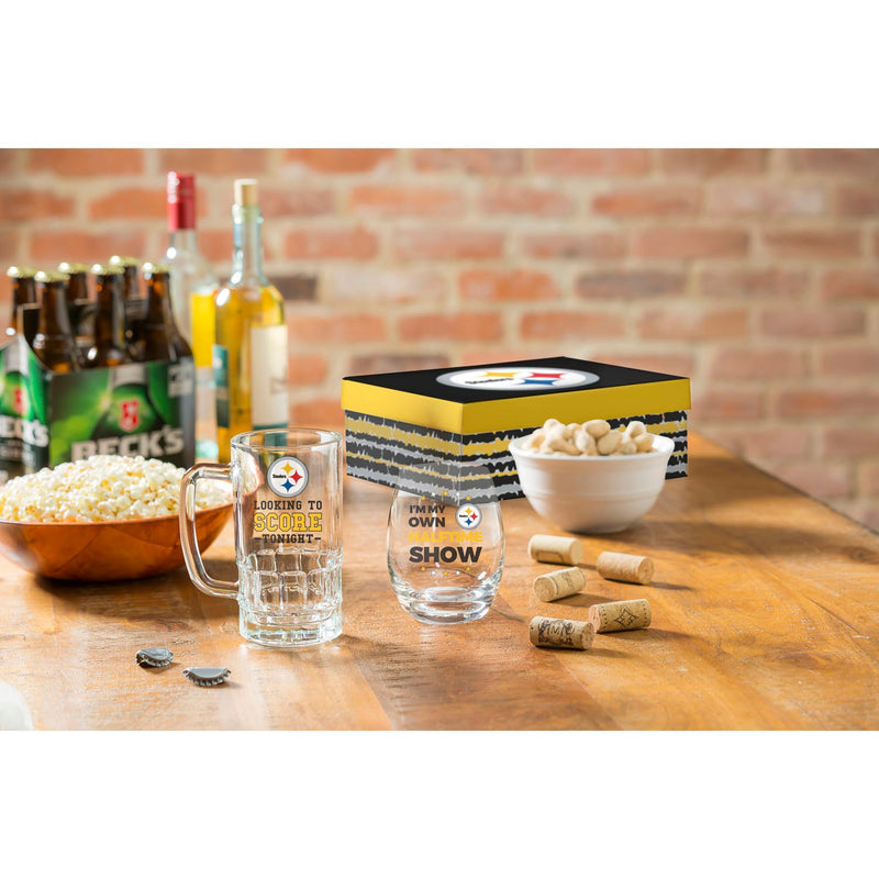 Pittsburgh Steelers, Stemless 17OZ Wine & Beer 16 OZ  Gift Set,p3843824