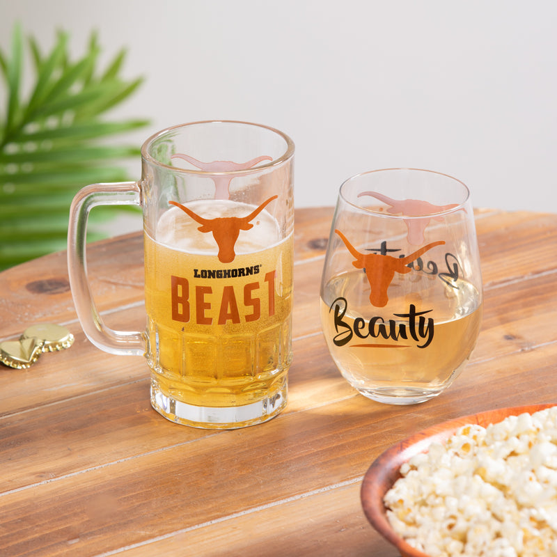 University of Texas, Stemless 17OZ Wine & Beer 16 OZ Gift Set,p384999