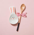 Hop Into Spring Kitchen Gift Set Ceramic Bunny Spoon Rest with Wooden Spoon, Set of 2, CDU
