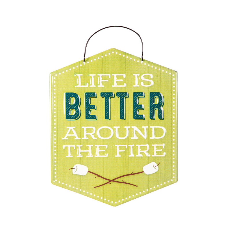 Printed Metal Hanging Firepit Nights Sign,p4664