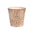 Winter Grove Planter, Metal, Embossed Design, Asst of 6, Includes 2-Tier Plant Stand Program