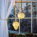 Battery Operated LED Glass Ornament Hanging Light, Grey