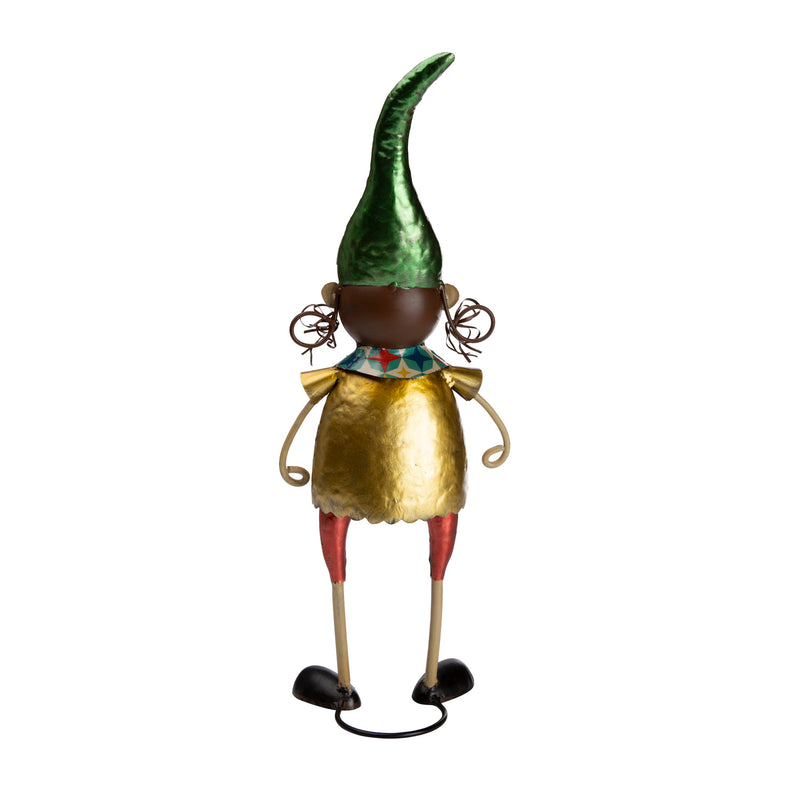 Metal Elf With Green Hat Christmas Garden Statue,phc012