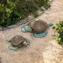 Glass Reinforced Cement Statuary, Green Turtle Set of 2