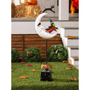 Metal Moon With Cat and Witch Statuary